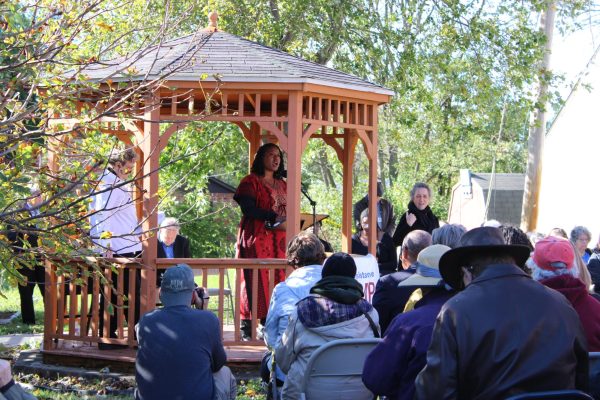 Multiple speakers spoke about the history for lynching at the George Peck Memorial.