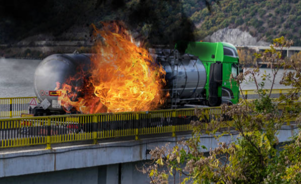 Navigation to Story: Oil and Liquid Asphalt Tankers Catch Fire