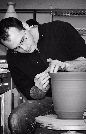 Mr. Cameron Petke making a clay pot