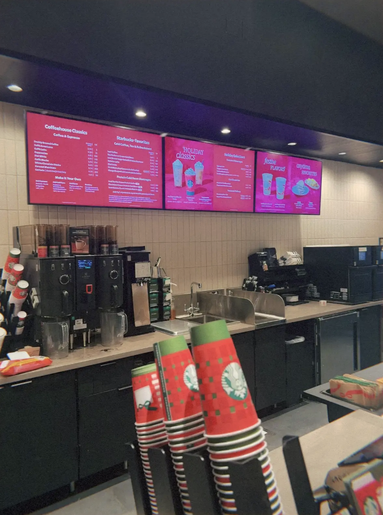 Starbucks menu during the holiday season
